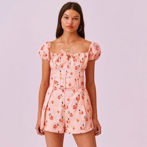 Finders Keepers Tutti Frutti Peach Belted Shorts